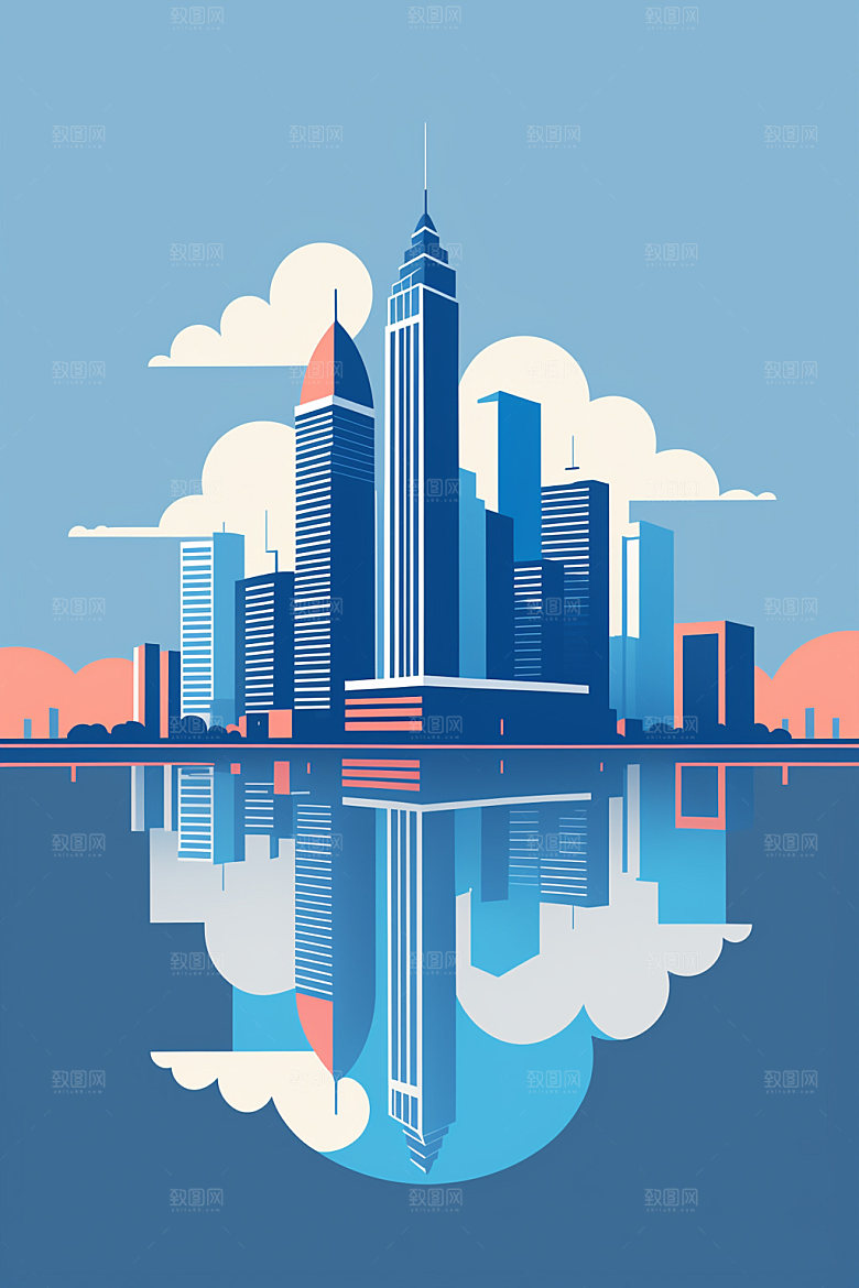 城市大厦楼房插画