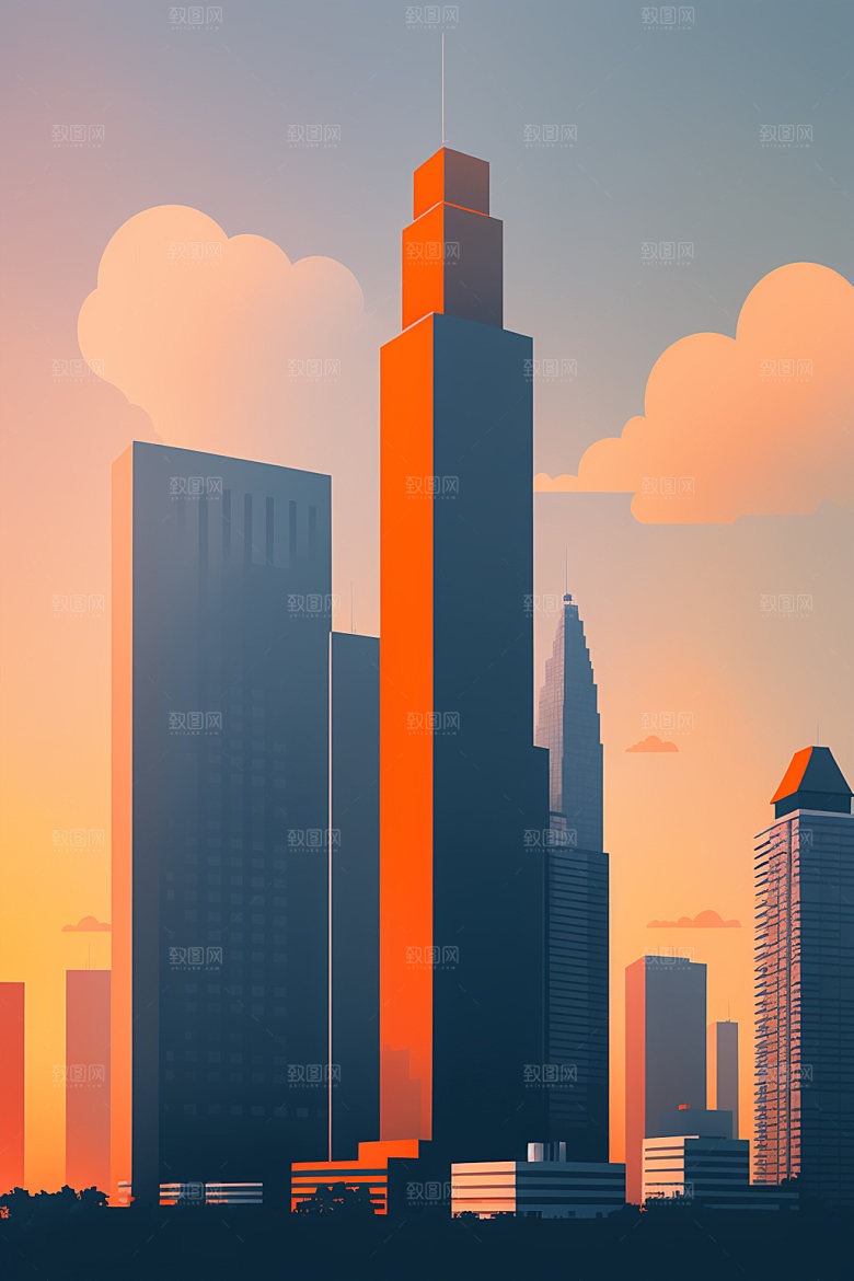 城市楼房都市插画