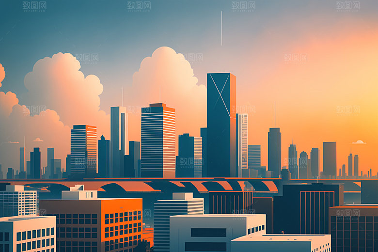 城市楼房大厦插画