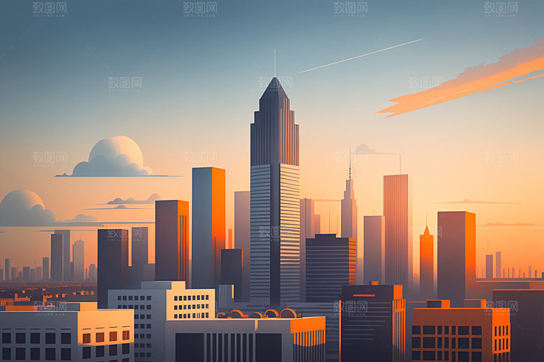 城市楼房都市插画