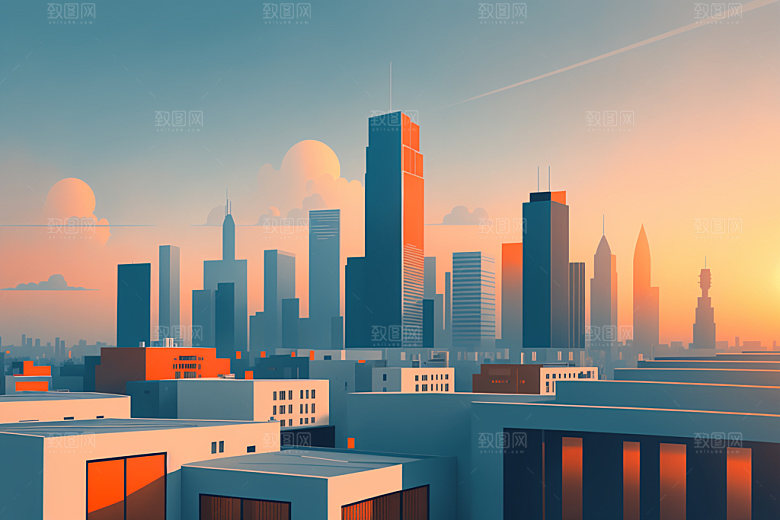城市大厦都市插画