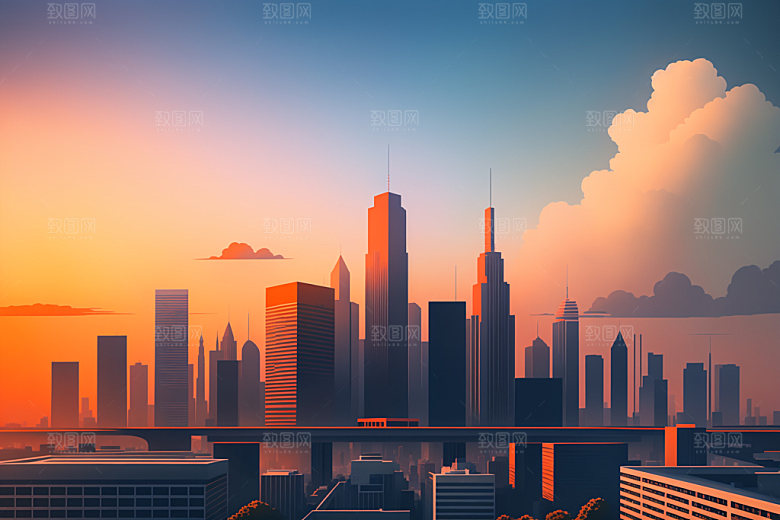 城市大厦楼房插画