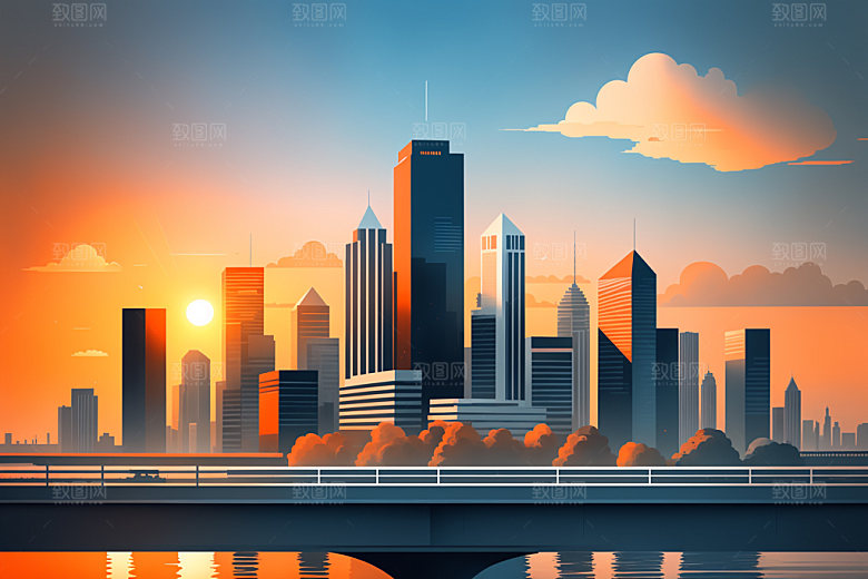 城市都市楼房插画
