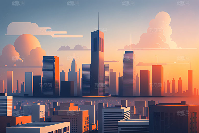 城市楼房简约插画