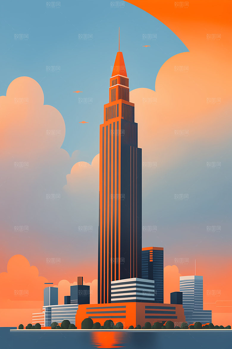 城市地标都市插画