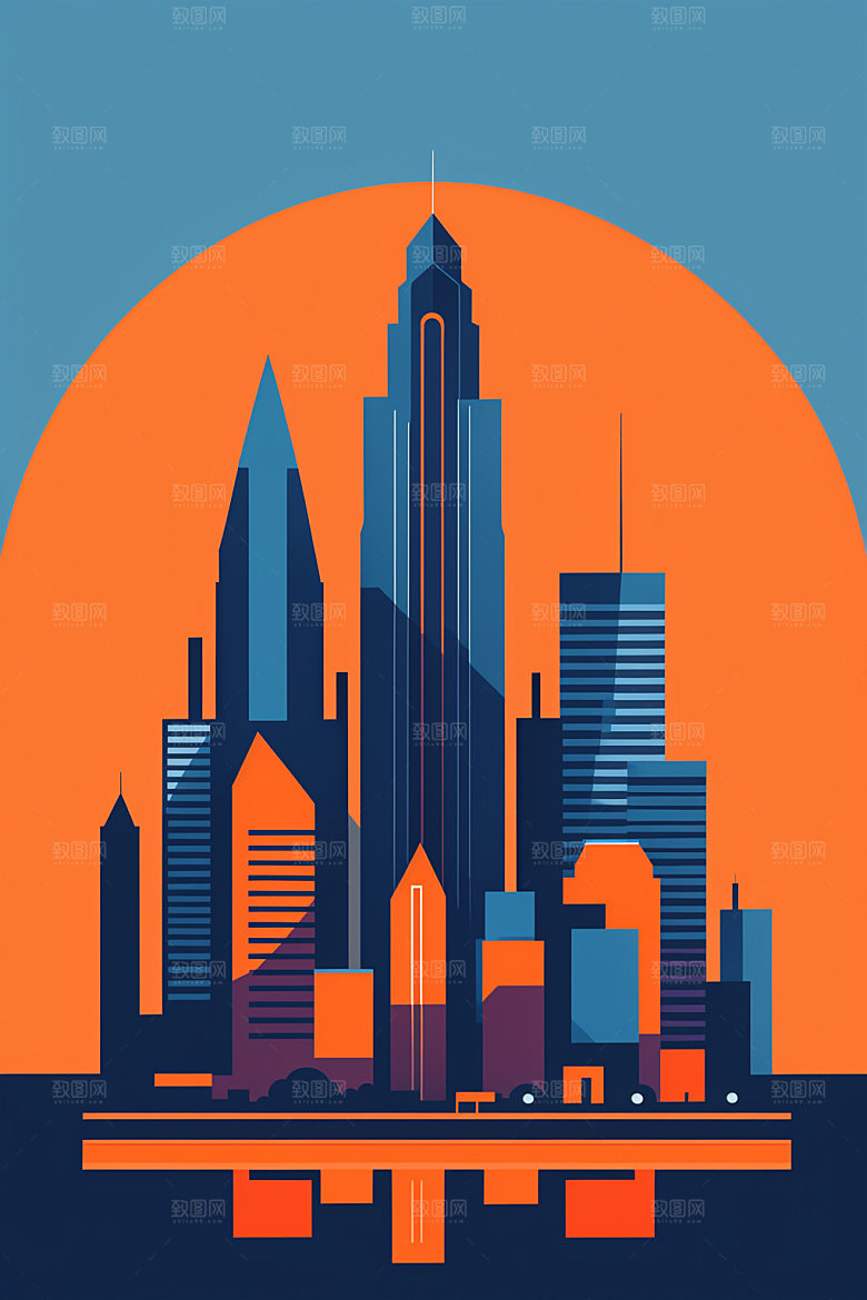 城市大厦艺术插画