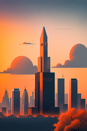 城市大厦都市插画