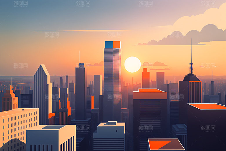 城市楼房都市插画