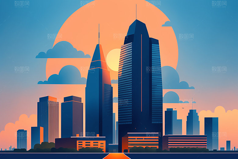 城市都市艺术插画