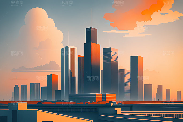 城市楼房大厦插画