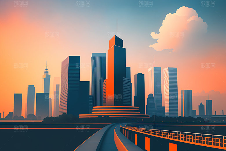 城市地标都市插画