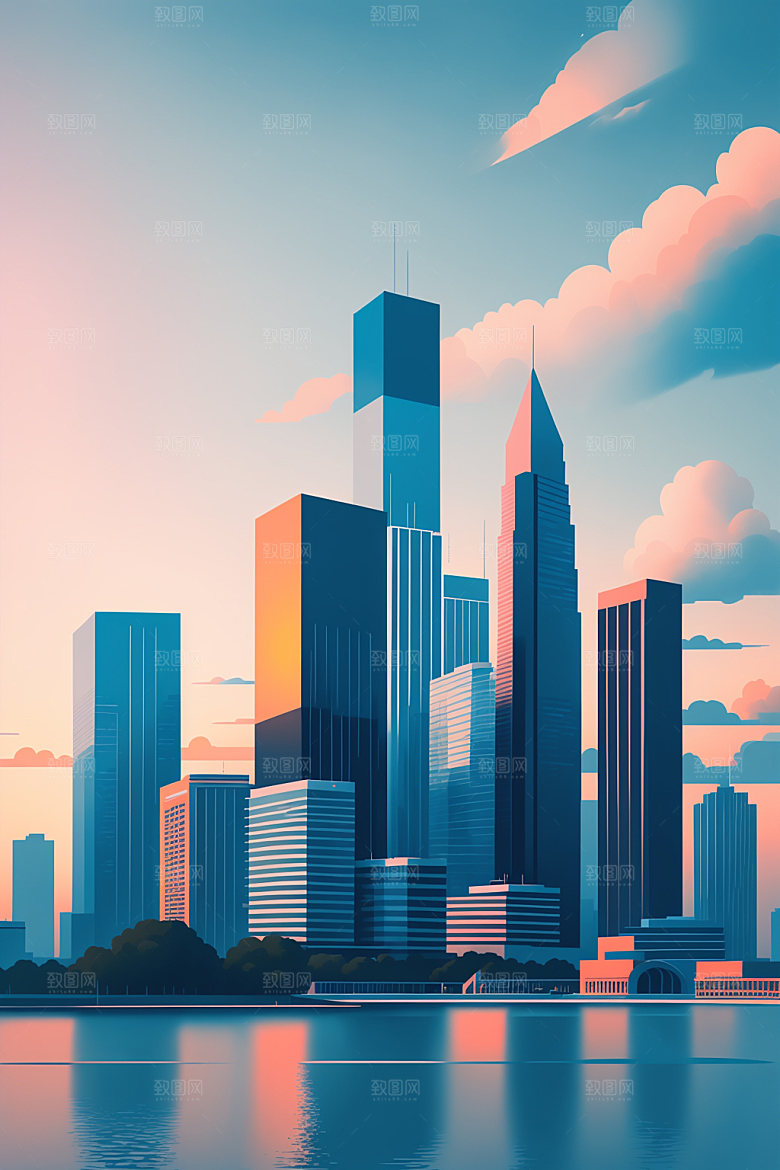 城市都市楼房插画