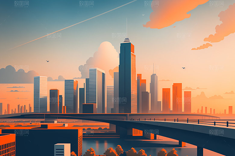 城市都市楼房插画