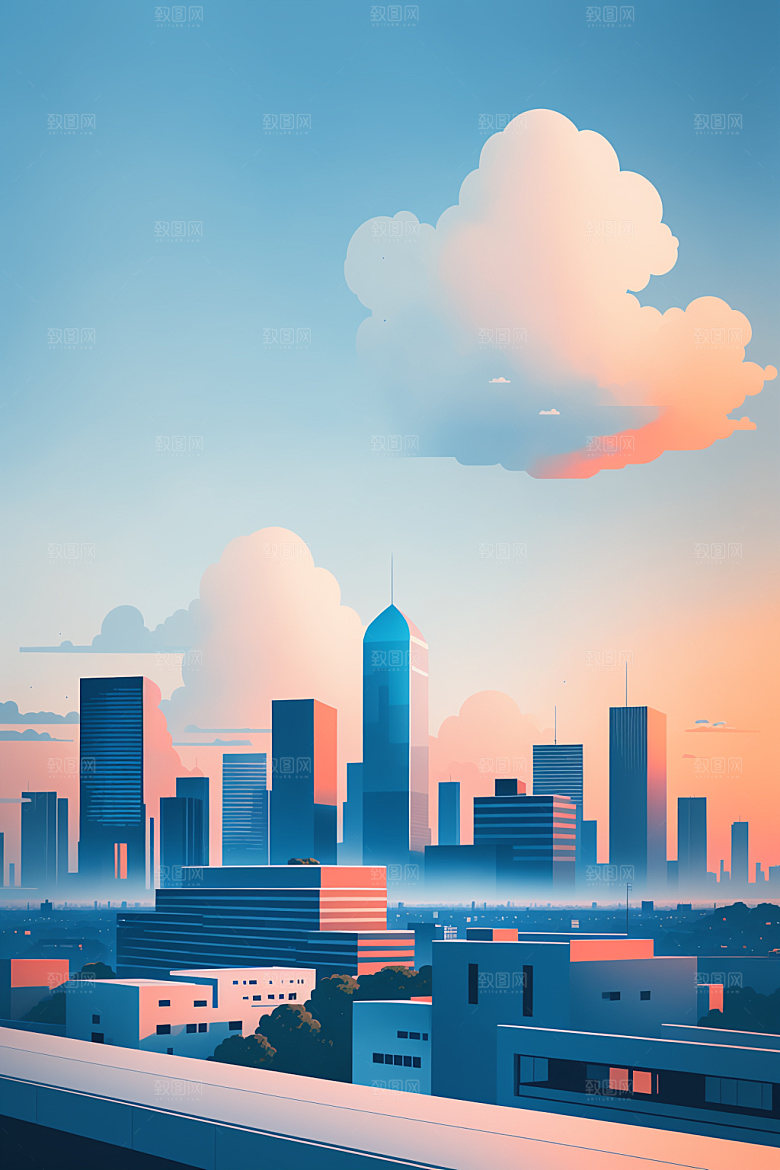 城市艺术大厦插画