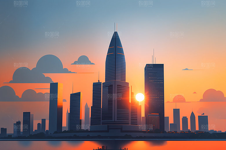 城市都市大厦插画