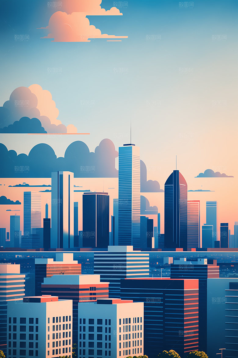 城市都市楼房插画