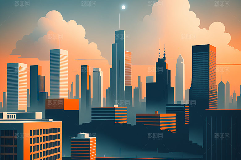 城市大厦艺术插画