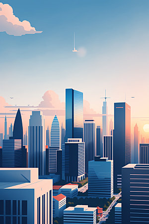 城市都市楼房插画