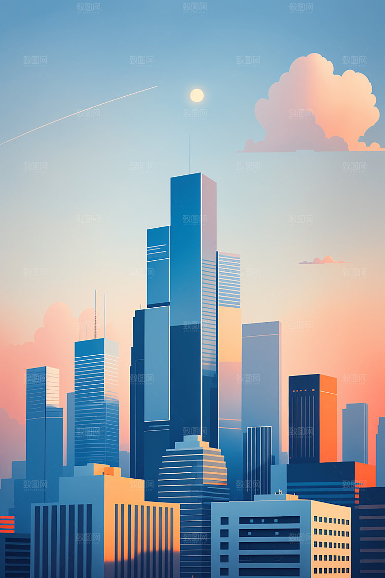 城市地标都市插画