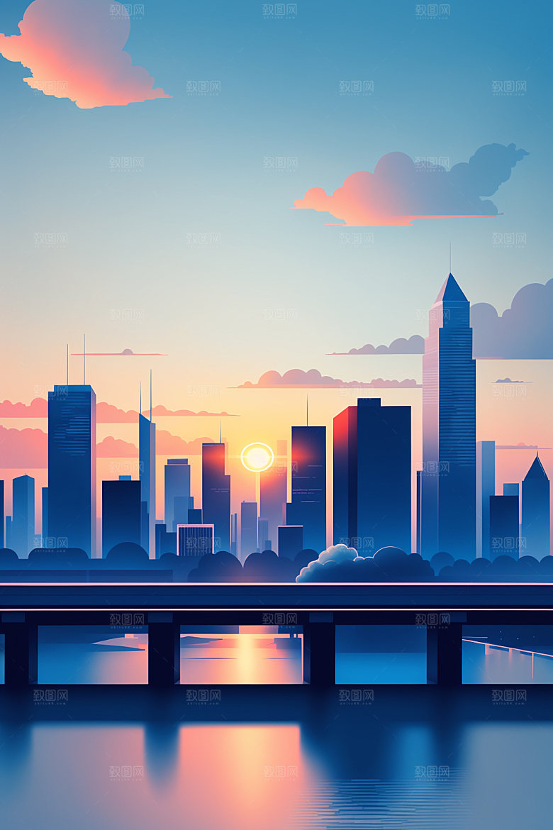 城市都市楼房插画
