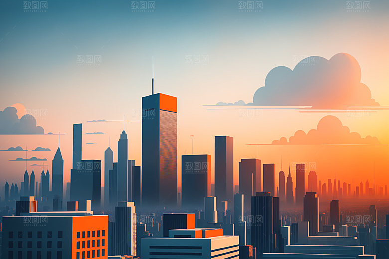 城市大厦楼房插画