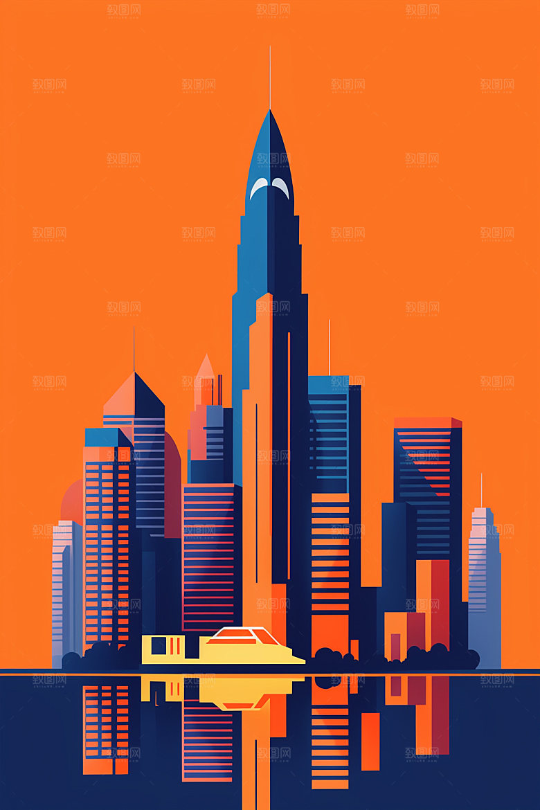城市简约都市插画