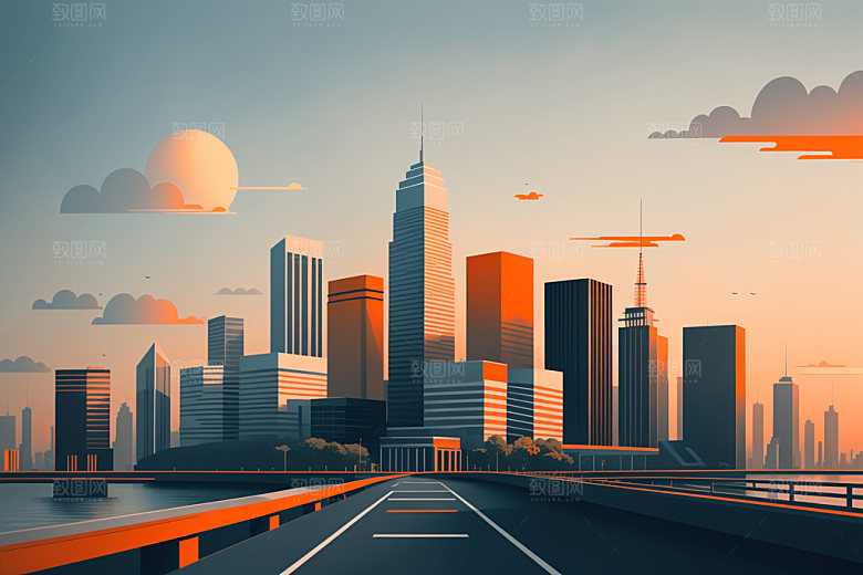 城市简约都市插画