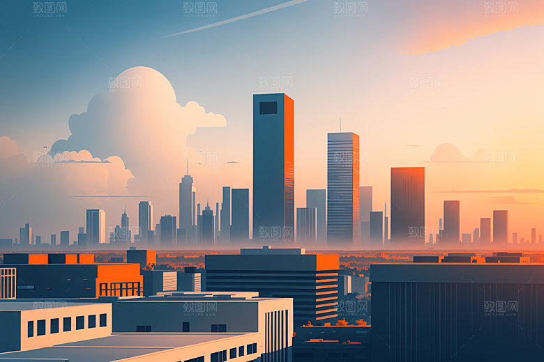 城市大厦楼房插画
