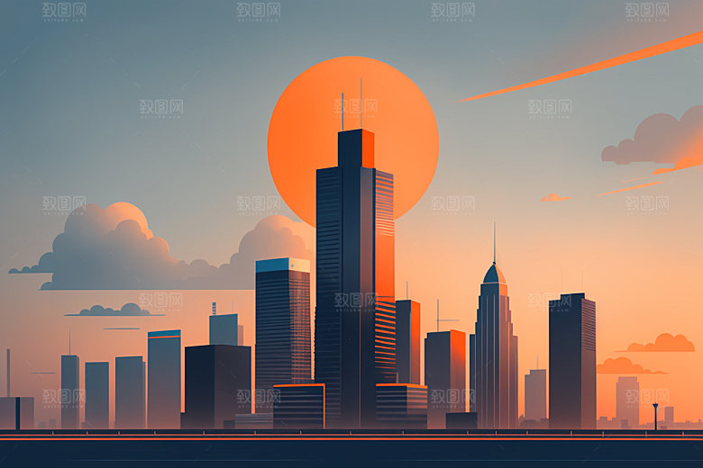 城市都市大厦插画
