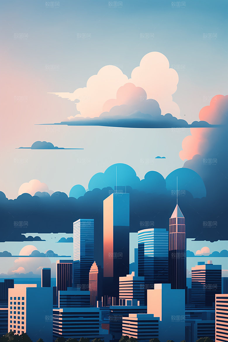 城市简约都市插画