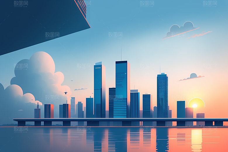 城市楼房都市插画