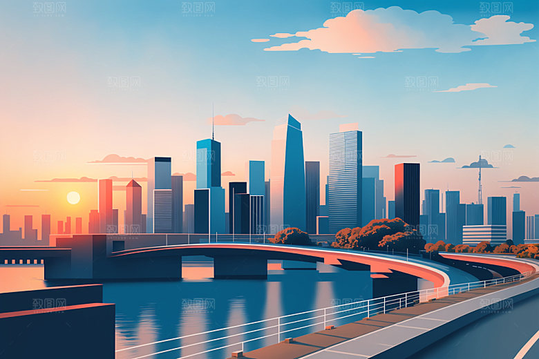 城市楼房大厦插画