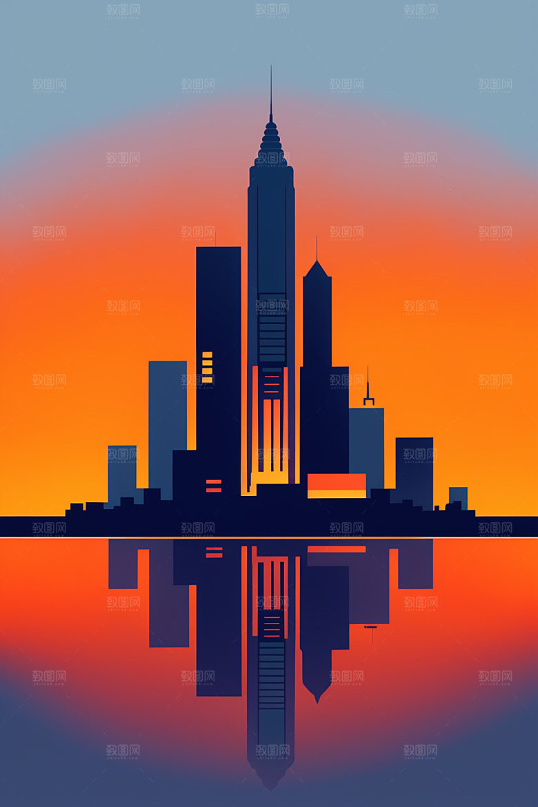 城市大厦楼房插画