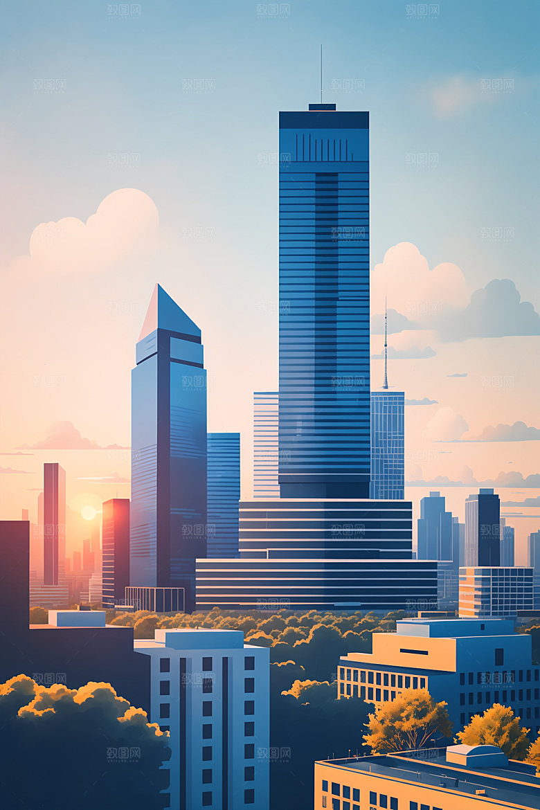 城市艺术简约插画