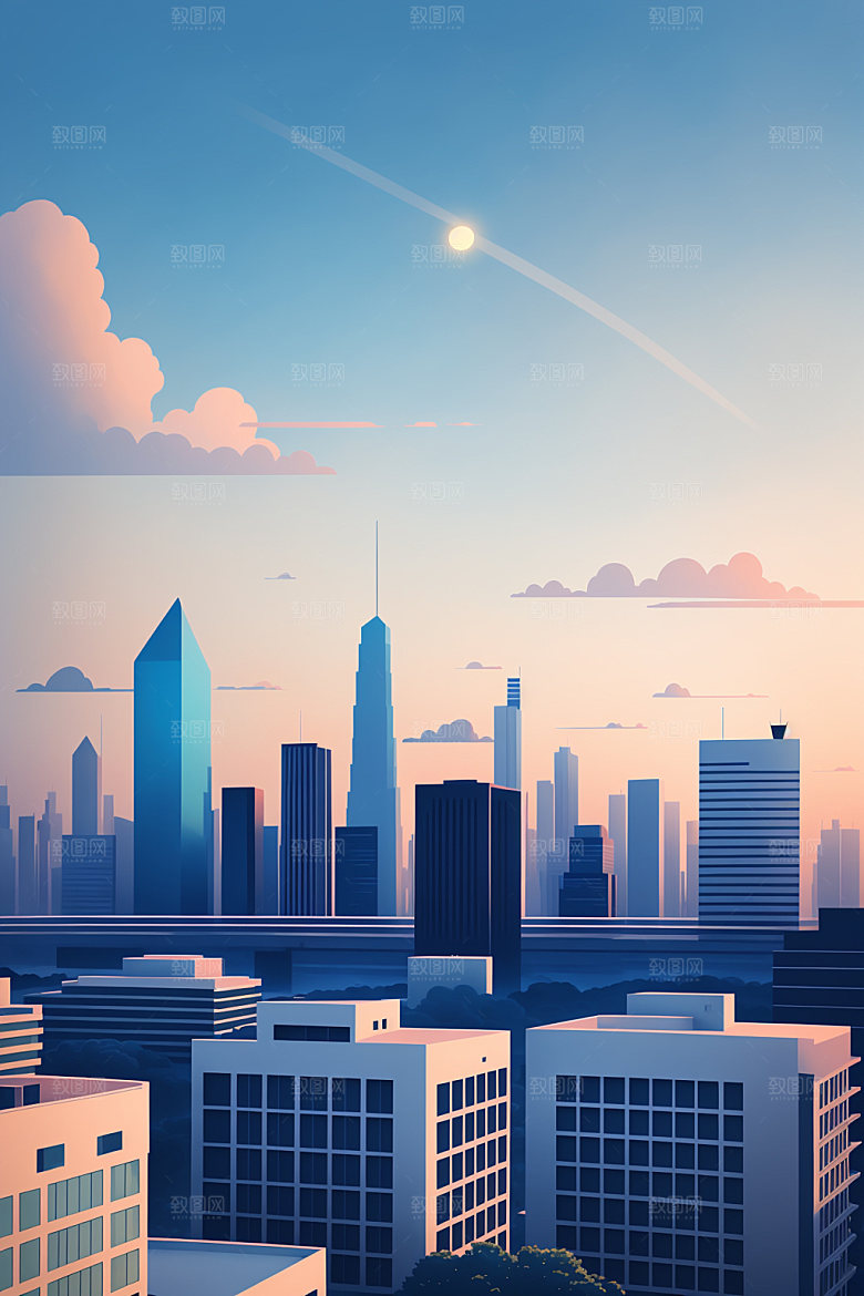 城市都市简约插画