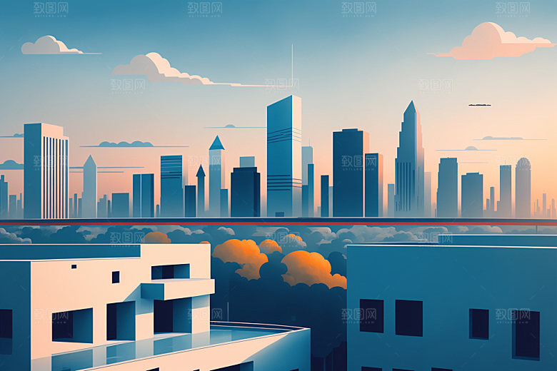 城市都市简约插画