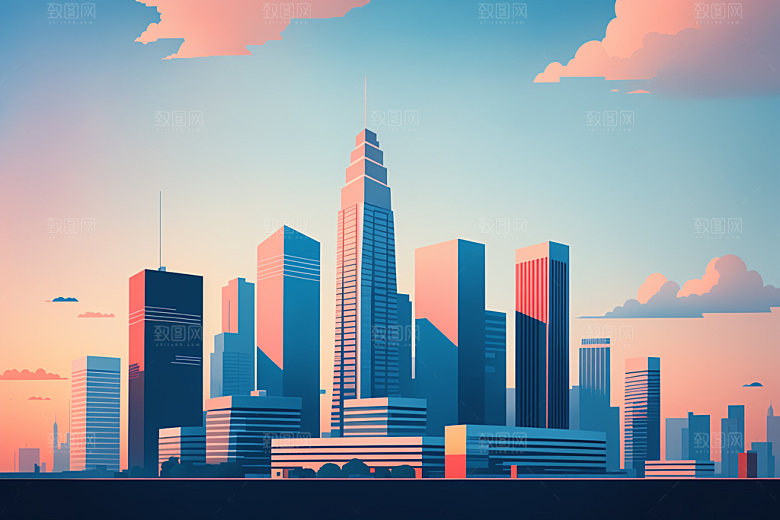 城市楼房大厦插画