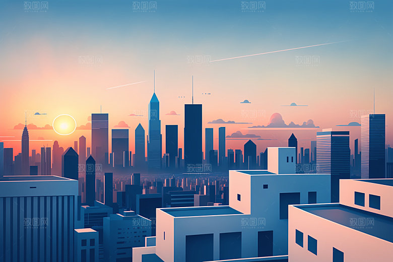 城市都市楼房插画