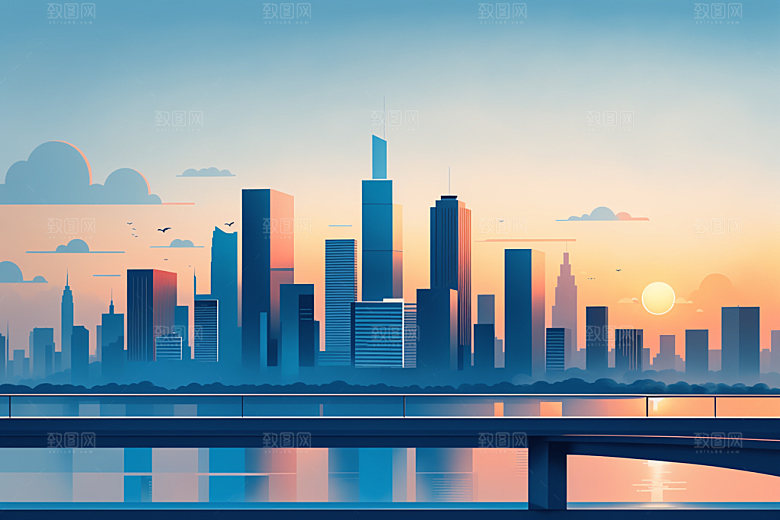 城市楼房简约插画