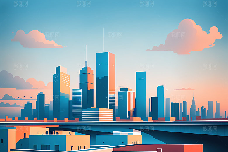 城市地标大厦插画