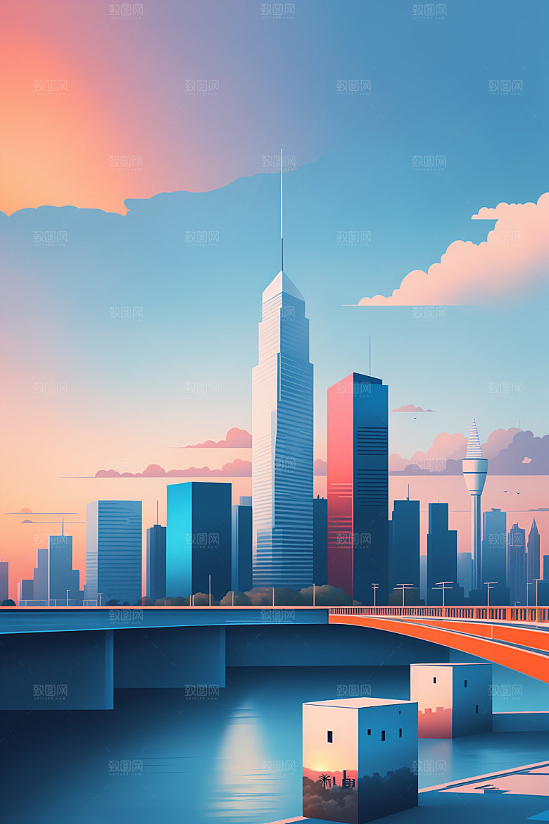 城市地标都市插画