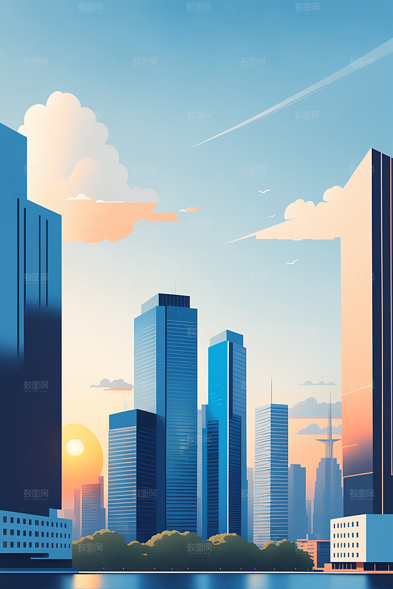 城市都市大厦插画