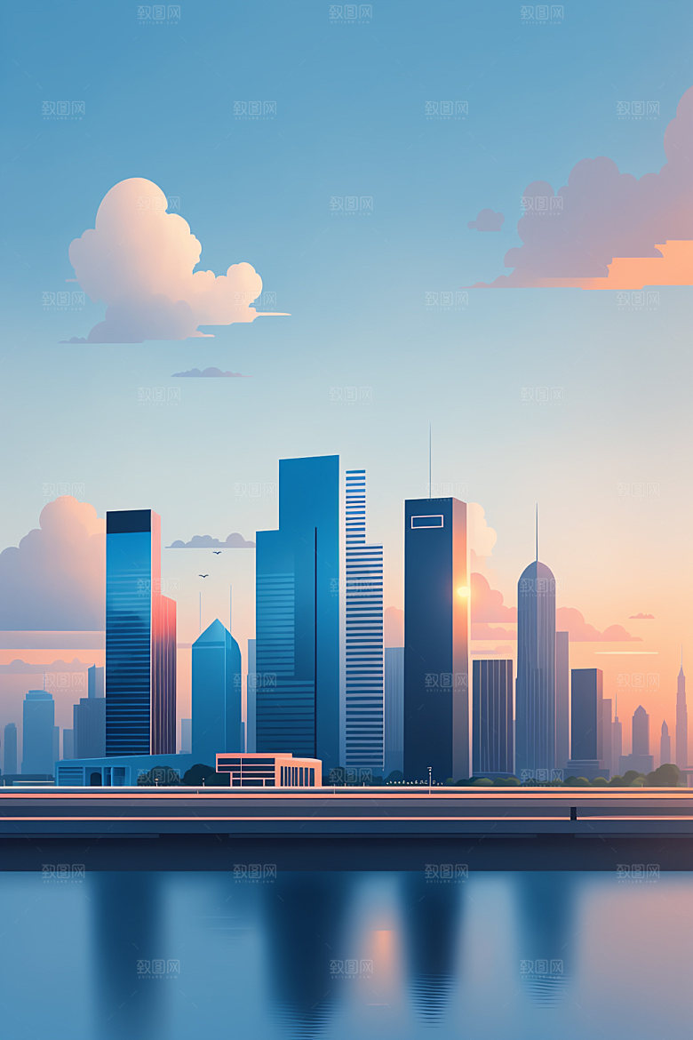 城市楼房大厦插画