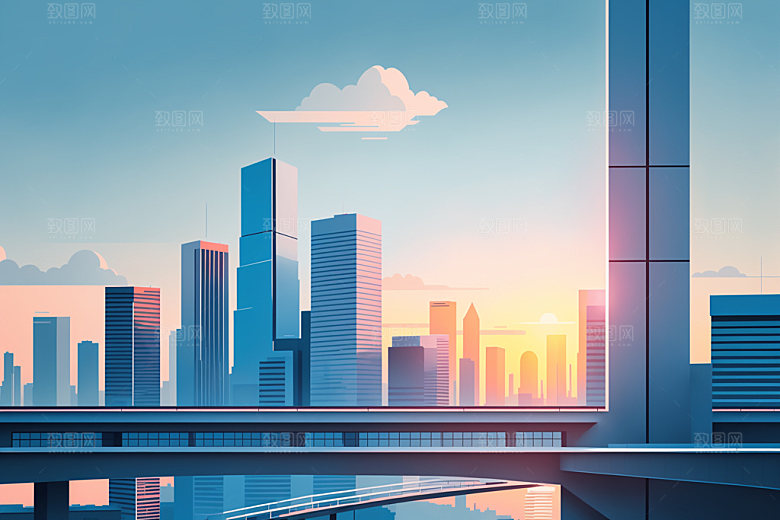 城市地标都市插画