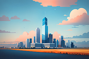 城市楼房都市插画