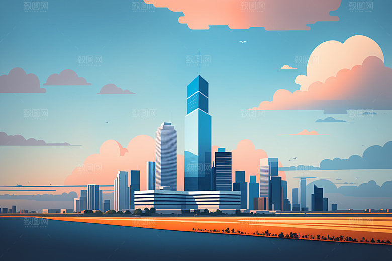 城市楼房都市插画