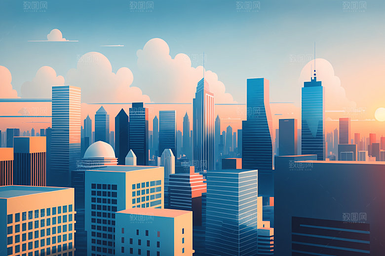 城市都市简约插画