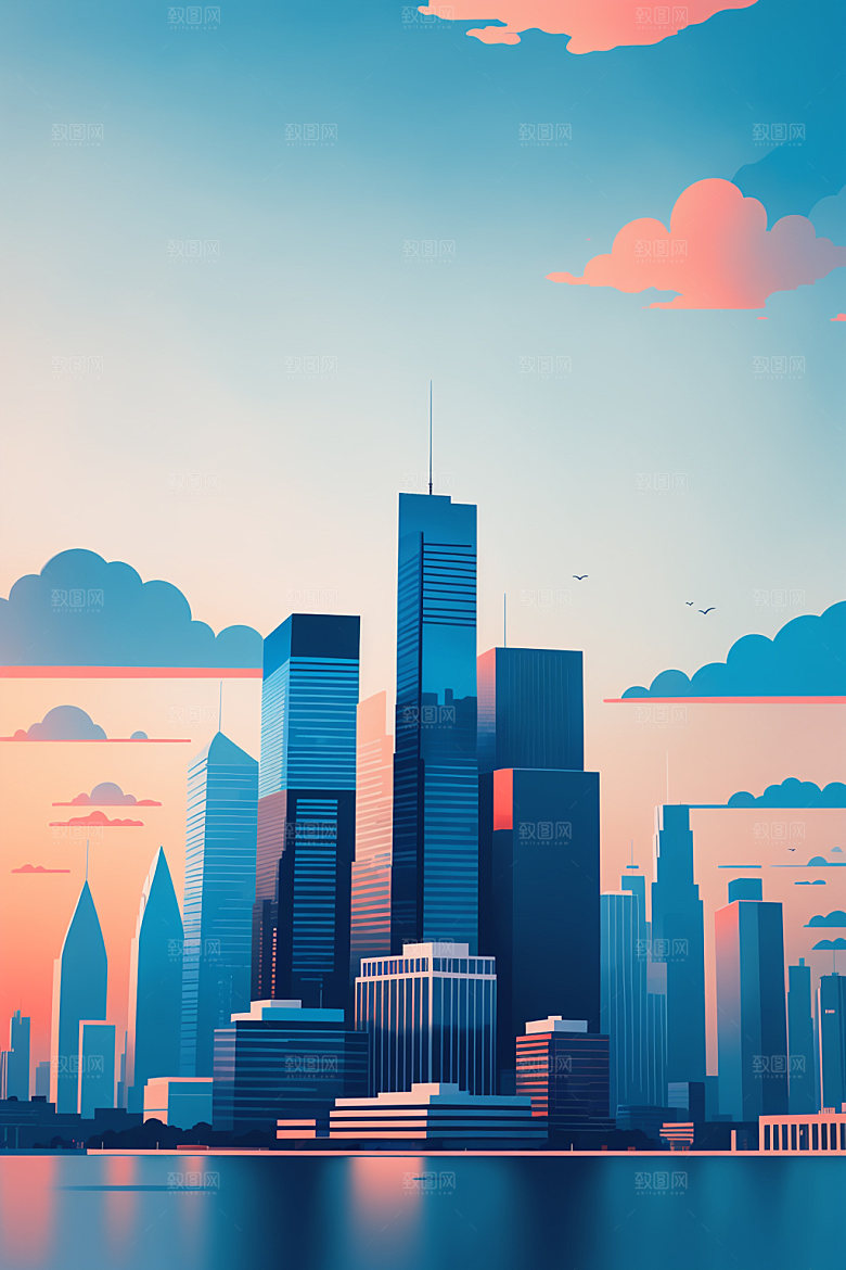 城市大厦楼房插画