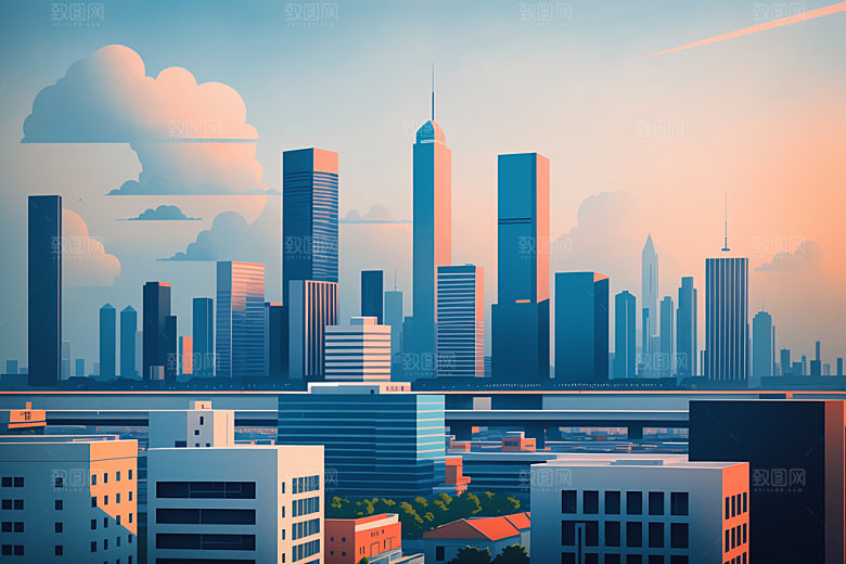城市楼房都市插画