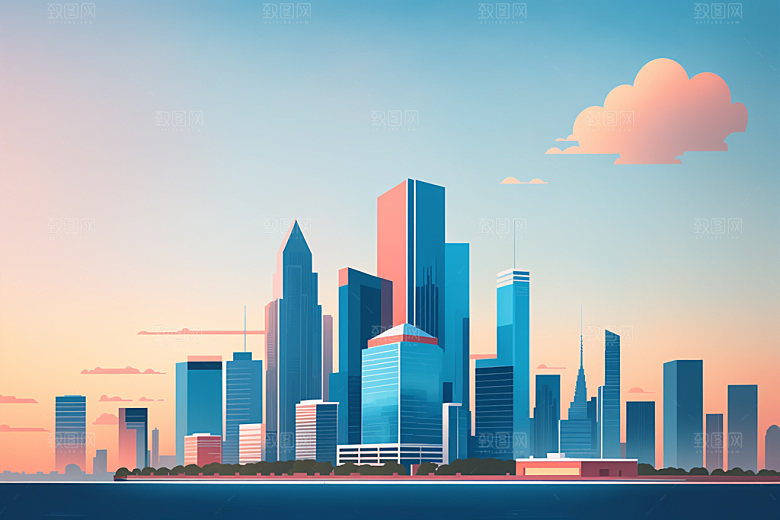 城市地标大厦插画